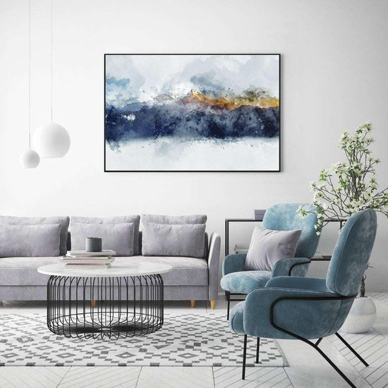 60cmx90cm Abstract Sunlight Mountains Black Frame Canvas Wall Art - Magdasmall