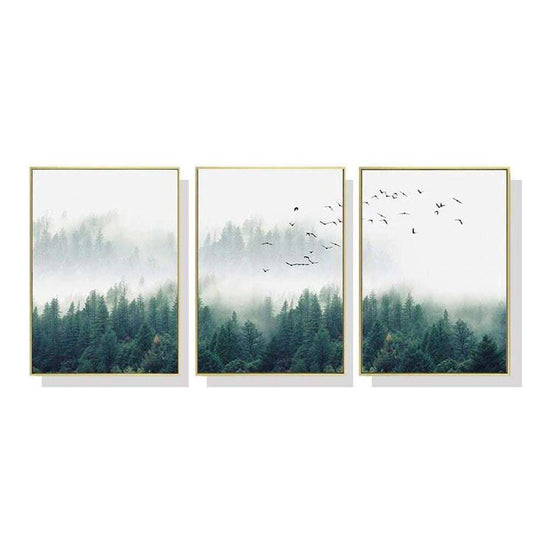 60cmx90cm Mystical Forest 3 Sets Gold Frame Canvas Wall Art - Magdasmall