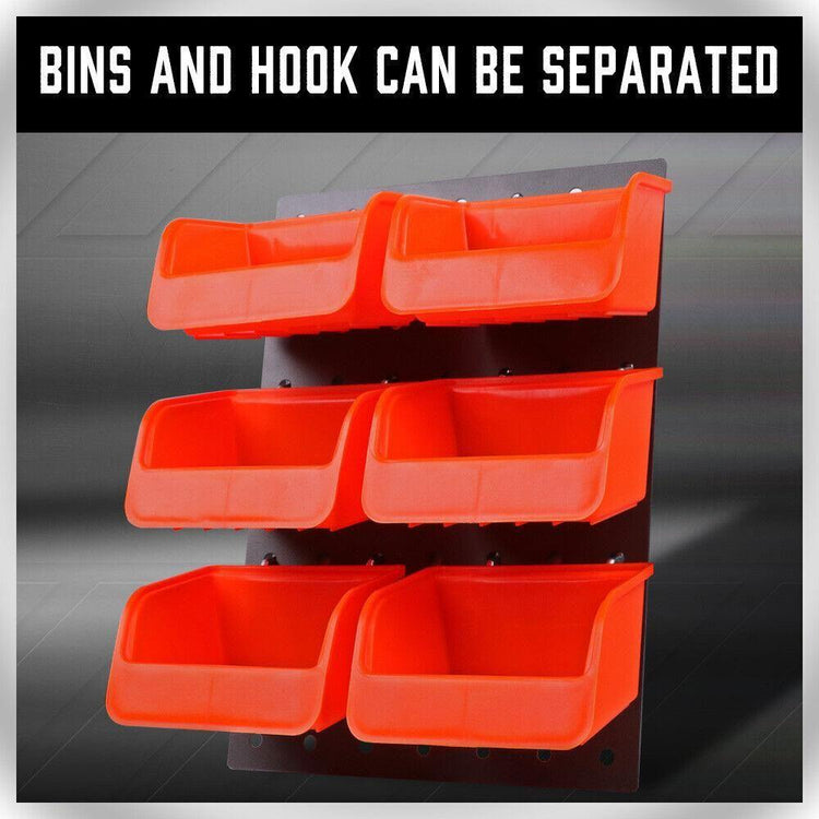 6Pc Pegboard Bins Peg Board Parts Storage With Steel Hooks Tools Organiser Tray - Magdasmall
