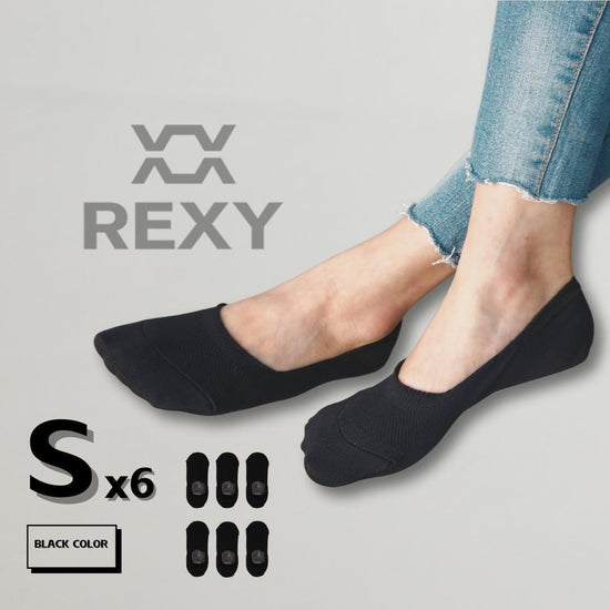 6X Rexy Cushion No Show Ankle Socks Small Non-Slip Breathable BLACK - Magdasmall