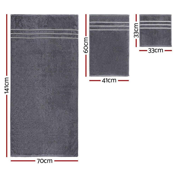 6 Pack Bath Towels Set Cotton Towel Grey - Magdasmall