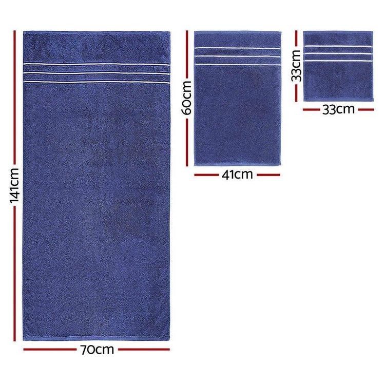 6 Pack Bath Towels Set Cotton Towel Navy - Magdasmall
