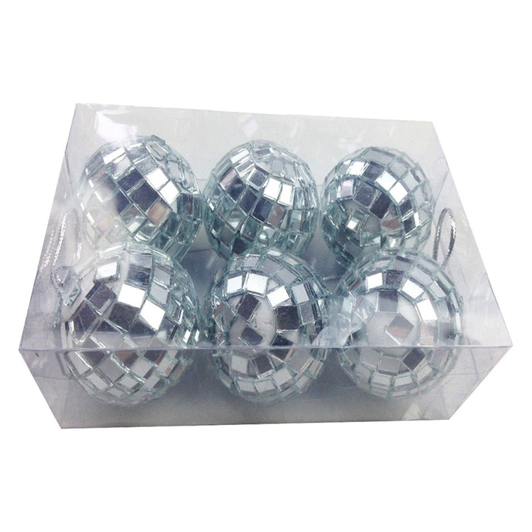 6x Hanging Mini Disco Balls Shiny Silver Mirror Party Halloween Reflect 4cm Bulk - Magdasmall