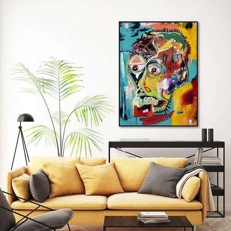 70cmx100cm Pop Art Head Black Frame Canvas Wall Art - Magdasmall