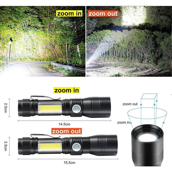 7 Modes Waterproof Rechargeable UV Light Flashlight Torch for Camping - Magdasmall