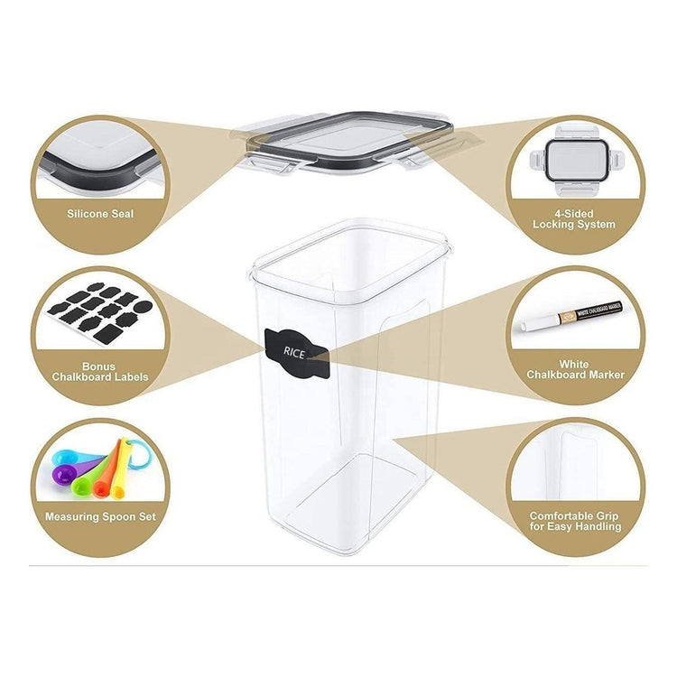 7 Pieces Plastic BPA Free Food Storage Containers for Kitchen (Black) - Magdasmall