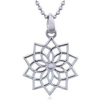 925 Silver Open Lotus Mandala Pendant