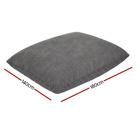 Artiss 3 in 1 Bean Bag Chair Cover (No Filler) Convertible Bean Bag for Adults, Corduroy Stuffed Animal Storage Bean Bag Cover Washable for Living Room Bedroom, Grey