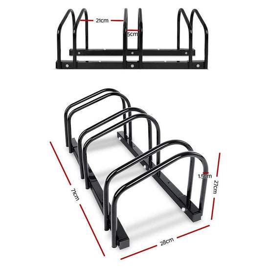 Weisshorn 3 Bike Stand Rack Bicycle Storage Floor Parking Holder Cycling Black