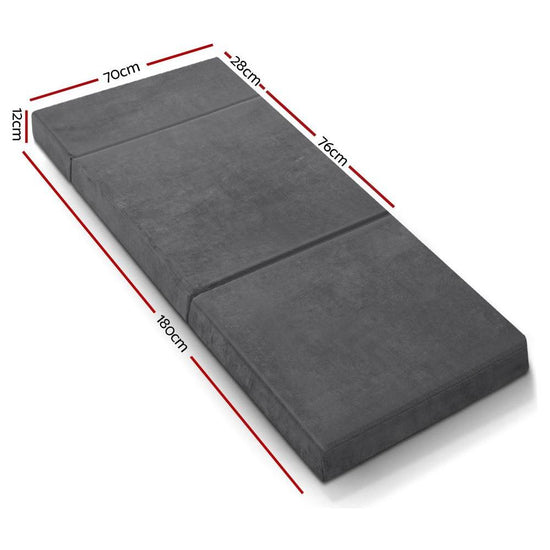 Giselle Bedding Foldable Mattress Folding Foam Bed Mat Single Grey
