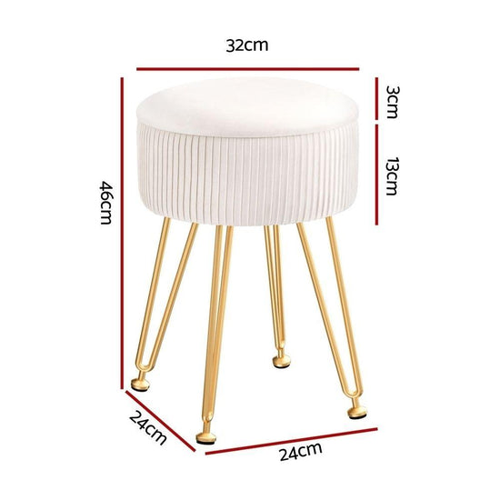 Artiss Ottoman Storage Foot Stool Velvet Round White