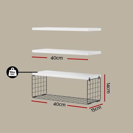 Artiss Floating Wall Shelf Set of 3 White