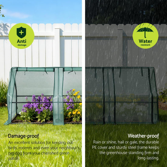 Green Fingers Mini Greenhouse 240x90x90cm Steel Frame PE Cover Outdoor Shelter