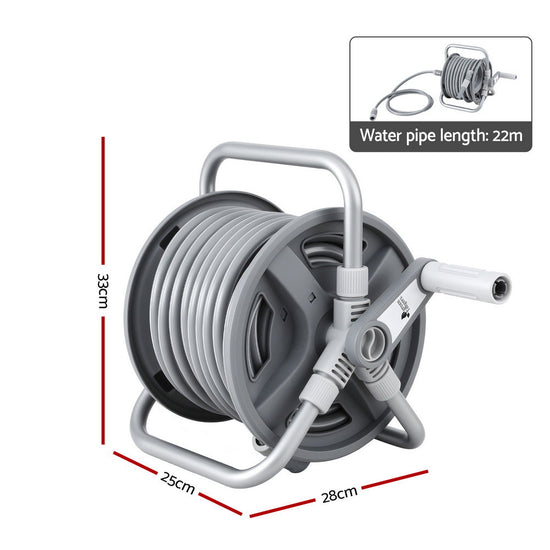 Green Fingers 20m Retractable Garden Hose Reel Heavy Duty 1/2" Hose Auto Rewind