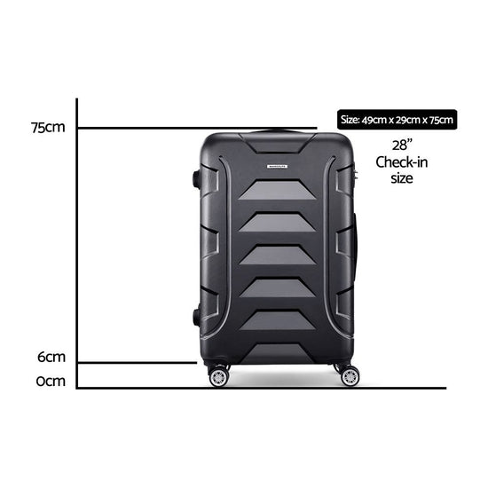 Wanderlite 28" 75cm Luggage Trolley Travel Suitcase Set TSA Hard Case Lightweight Strap