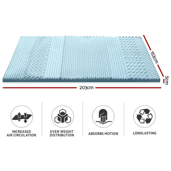 Giselle Bedding Memory Foam Mattress Topper 7-Zone 5cm Queen