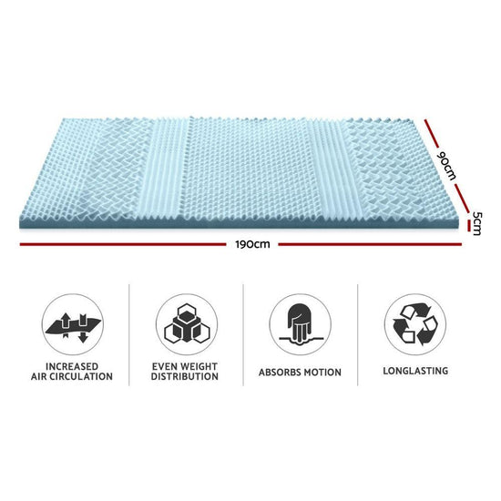 Giselle Bedding Memory Foam Mattress Topper 7-Zone 5cm Single