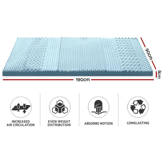 Giselle Bedding Memory Foam Mattress Topper 7-Zone 8cm Single