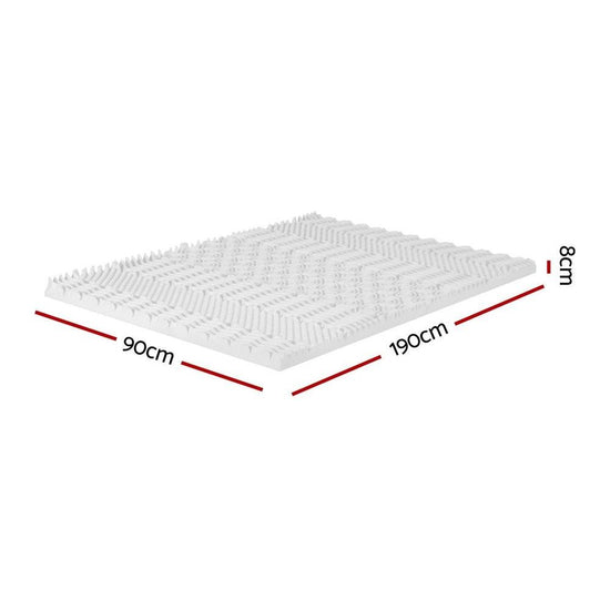 Giselle Bedding Memory Foam Mattress Topper 7-Zone Airflow Pad 8cm Single White