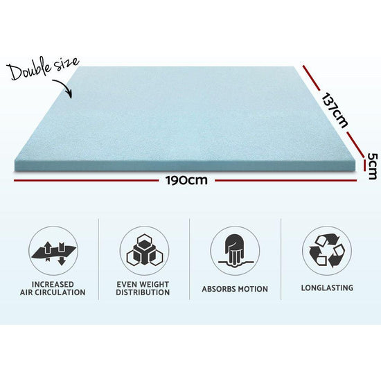 Giselle Bedding Memory Foam Mattress Topper Cool Gel 5cm Double