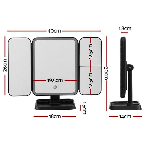 Embellir LED Makeup Mirror Tri-fold Lighted Vanity Mirrors 1X2X3X Magnifications