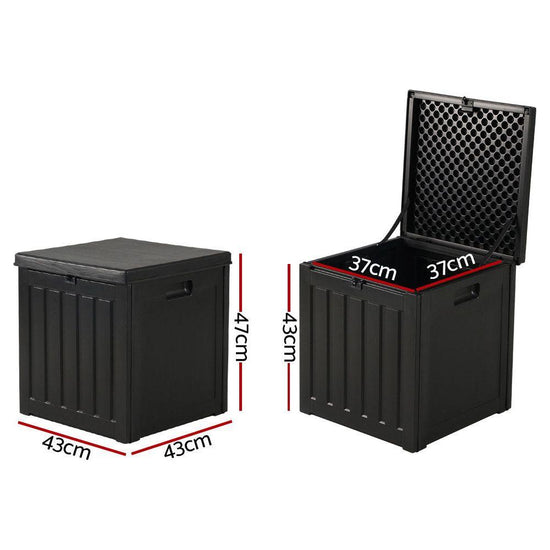 Gardeon Outdoor Storage Box 80L Container Lockable Garden Toy Tool Shed Black