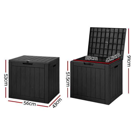 Gardeon Outdoor Storage Box 118L Container Lockable Indoor Garden Toy Tool Shed Black