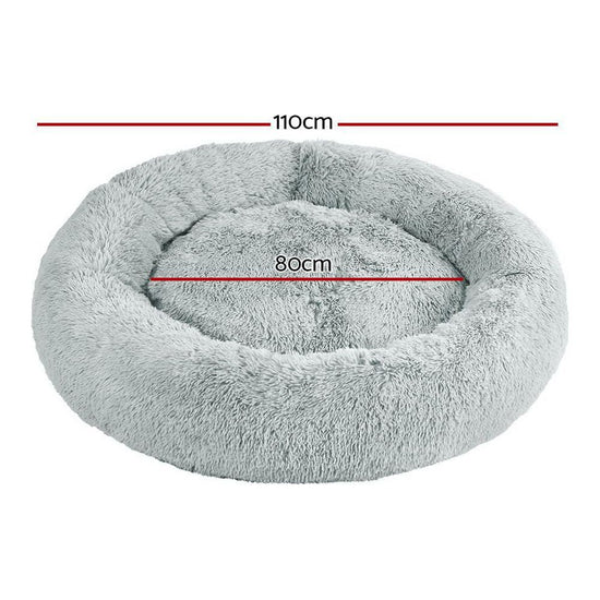 i.Pet Pet Bed Dog Cat 110cm Calming Extra Large Soft Plush Light Grey