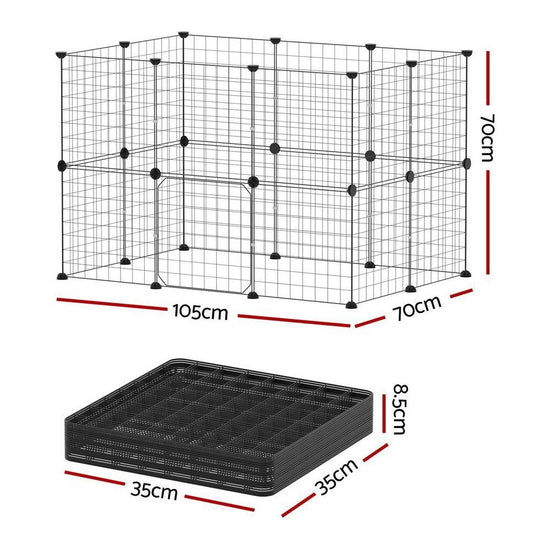 i.Pet Pet Dog Playpen Enclosure Cage 20 Panel Puppy Fence Play Pen Foldable Metal