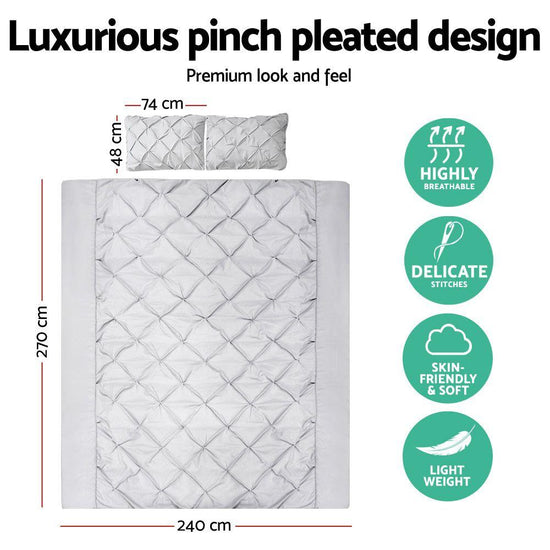 Giselle Bedding Quilt Cover Set Diamond Grey Super King