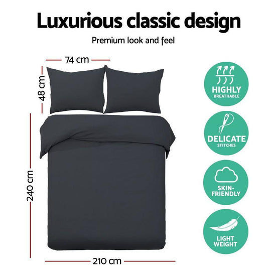 Giselle Bedding Quilt Cover Set Classic Black King