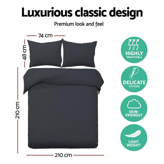 Giselle Bedding Quilt Cover Set Classic Black Queen