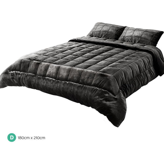 Giselle Bedding Faux Mink Quilt Charcoal Double