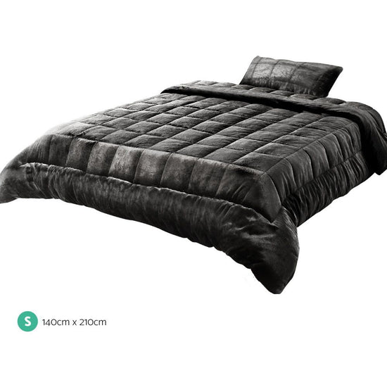 Giselle Bedding Faux Mink Quilt Charcoal Single