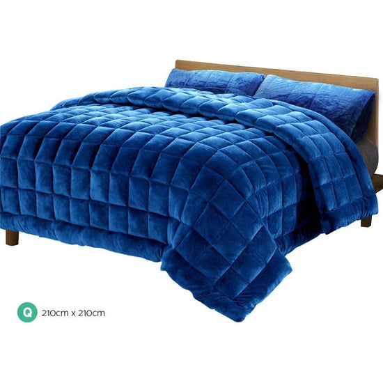 Giselle Bedding Faux Mink Quilt Blue Queen