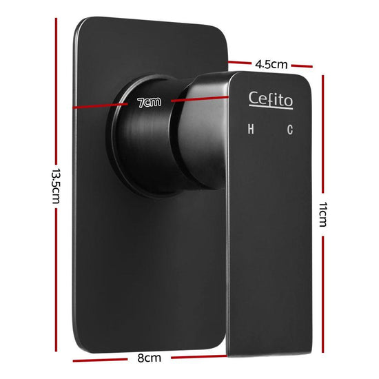 Cefito Shower Mixer Tap Wall Bath Taps Brass Hot Cold Basin Bathroom Black