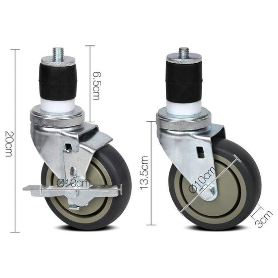 Cefito 4" Swivel Castor Wheels Stainless Steel Kitchen Bench Set of 4