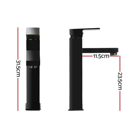 Cefito Bathroom Basin Mixer Tap Square Tall Faucet Vanity Laundry Black