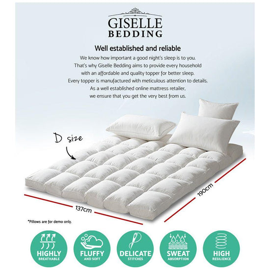 Giselle Bedding Mattress Topper Pillowtop Protector Pad Double