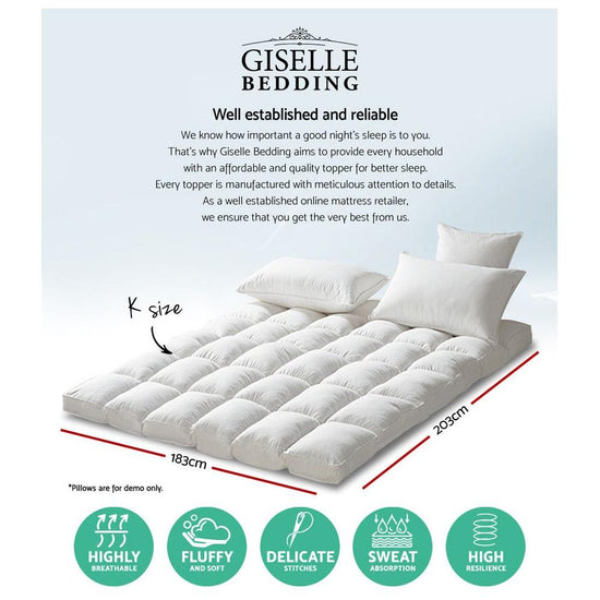 Giselle Bedding Mattress Topper Pillowtop Protector Pad King