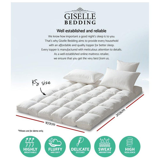 Giselle Bedding Mattress Topper Pillowtop Protector Pad King Single