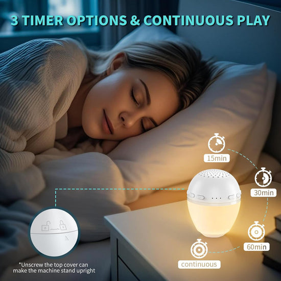 3 in 1 Smart Sound Machine, White Noise Machine with Noise Detection, Night Light, Bluetooth Speaker, Rechargeable Battery, 26 Soothing Sounds and Portable Design for Kids & Adults