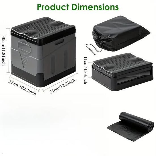 Portable Car Toilet with Integrated Waste Bin - Durable PP Material, Ideal for RVs, Outdoor Camping & Emergency Situations - Sleek Design with Ventilation Slits RV Toilets