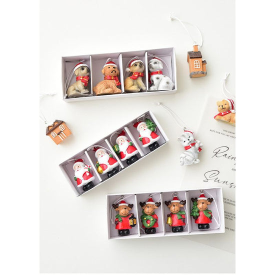 Christmas gift Christmas mini resin snow house Christmas tree pendant