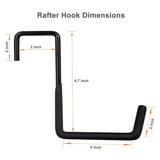 4 Pcs Rafter Hanger Hook, Large S Hooks, Upgraded Fence Hangers, Ladder and Bike Hanging Hooks for Storage, Heavy Duty Garage Utility Rafter Hook for Hanging Hose, Plants, Chairs and More - Black - Size 4 Pcs