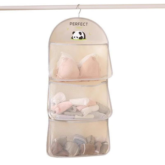4 Pack Bra Storage Hanging Bag Multi Purpose Multi Layer Mesh Storage Hanging Bag Pocket Wardrobe Underwear Storage Device, Wall Mounted Closet Rack Saves Space