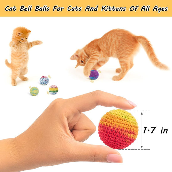 Cat Toys Hand-Crocheted Cat Balls Cat Balls With Bells Indoor Cat Toys Cat Play,Pack of 6,Random color