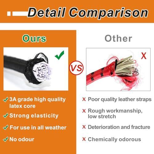8 Pcs 24in Bungee Cords with Carabiner Hooks Heavy Duty, Outdoor Black Bungee Straps, Strong Industrial Grade Elastic Bungee Rope for Securing Tarps, Luggage, Tents,Bikes or Garden Tidying