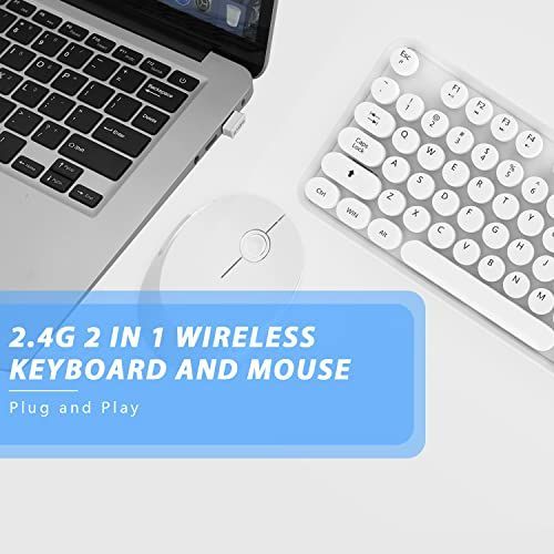 Wireless Keyboard and Mouse Cute Retro Typewriter for PC Full Size With Number Pad & Mouse,Compatible With All Windows,Ideal For Windows,1600DPI,Computer, PC, Notebook, Laptop