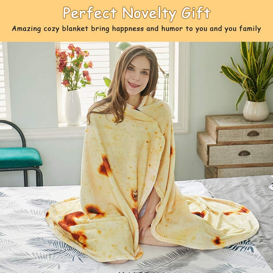 Burritos Tortilla Throw Blanket (Yellow), Novelty Funny Round Blanket for Kids & Adults, Soft Flannel Tortilla Wrap Blanket(36",Baby)